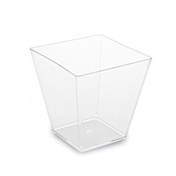 Fingerfood Becher für Panna Cotta PS eckig klar 59x59x54mm 100ml - 50 Stück