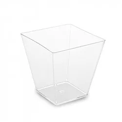 Fingerfood Becher für Panna Cotta PS eckig klar 59x59x54mm 100ml - 50 Stück
