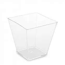 Fingerfood Becher für Panna Cotta PS eckig durchsichtig 72x72x72mm 230ml - 20 Stück