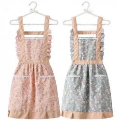 Küchen-Schürze hellrosa retro mit Blumenmuster