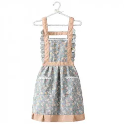 Grüne Retro-Küchen-Schürze mit Blümchen