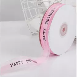 Geschenkband Happy Birthday 45m x 2,5cm rosa