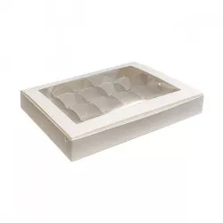 Schachtel für Pralinen + Gitter v.3cm mit Durchsicht 24x16cm, 10 Stück