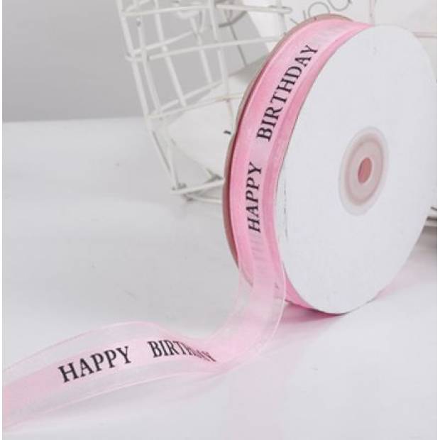 Happy Birthday Schleife 45m x2,5cm rosa