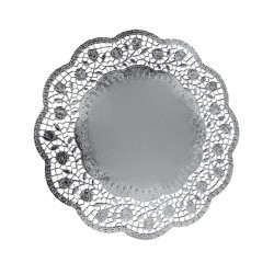 Dekorative Spitzen rund silbern 32 cm 4 Stück
