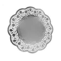 Dekorative Spitzen rund silbern 32 cm 4 Stück