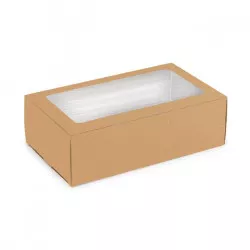 ECO-Schachtel für 12 Makronen mit Sichtfenster ausziehbar, 50 Stück, 180x110 mm