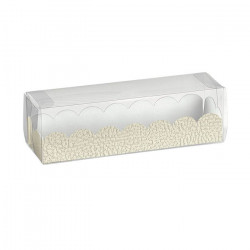 Schachtel für Makronen 190x50mm, Einsatz, weißes Papier, Leder, 10 Stück