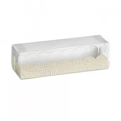 Schachtel für Makronen 190x50mm, Einsatz, weißes Papier, Leder, 10 Stück