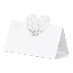 Beschriftungskarten für Tische - Bauwesen, 10 Stück, 9 x 6,5 cm, weiß, Herzform