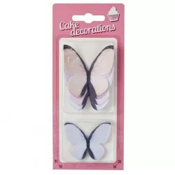 Dekoration aus essbarem Papier Schmetterlinge pastellfarben (8 Stk)