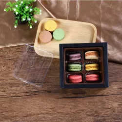 Schachtel für Macarons, schwarz, 13 × 12 × 6 cm (für 6 Stück)