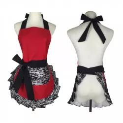 Küchenschürze schwarz-rot