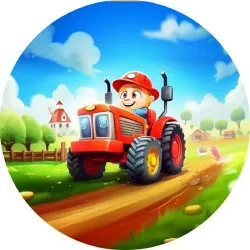 Essbares Papier-Traktor mit kleinem Fahrer 19,5 cm