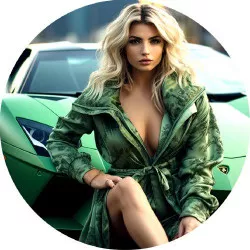 Essbares Papier Frau vor einem Superauto 19,5 cm