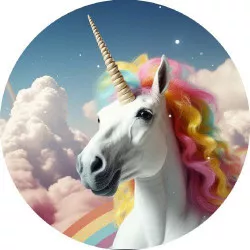 Essbares Papier Unicon und Regenbogen 19,5 cm