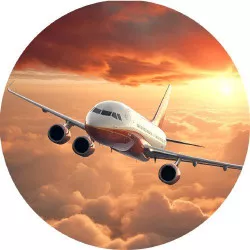 Essbares Papier Flugzeug und Sonnenuntergang 19,5 cm