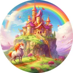 Essbares Papier Märchenschloss mit Einhorn 19,5 cm