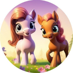 Essbares Papier zwei Ponys 19,5 cm