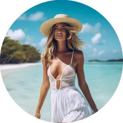 Essbares Papier Frau am Strand 19,5 cm