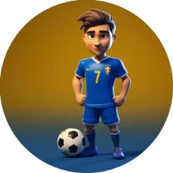 essbares Papier Fußballspieler in blauer Trikot 19,5 cm