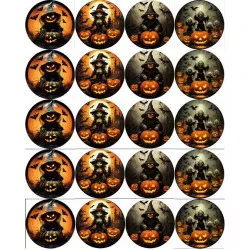 Essbares Backpapier zum Ausschneiden für Halloween-M muffins Hexe Misch 5 cm