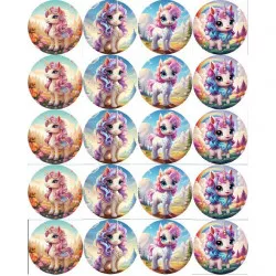 Essbares Kuchenschnittpapier zum Ausstanzen für Muffins Unicorn Mix 5 cm