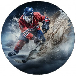 Essbares Papier-Eishockeyspieler mit blauer Schutzhaube 19,5 cm