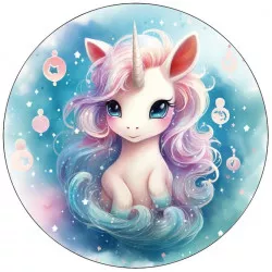 Esspapier Einhorn mit lila Mähne 19,5 cm