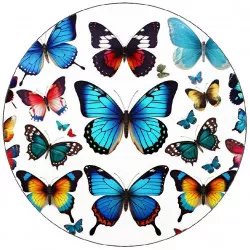 Essbares Papier bunt Schmetterlinge 19,5 cm