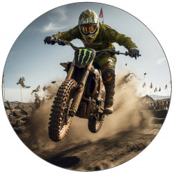 essbares Papier-Jockey Motocross in grüner Jersey 19,5 cm