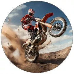 Essbares Papier-Jockey Motocross in roter Kombi 19,5 cm
