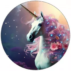 ESSbarer Einhorn-Papier mit Blumen in der Mähne 19,5 cm