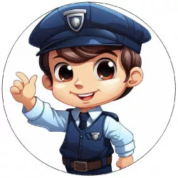 Essbares Papier lächelt Polizist
02 19,5 cm