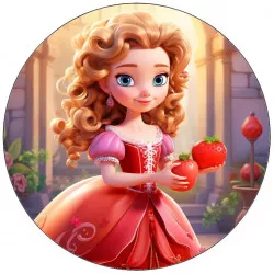 essbare Papierprinzessin in rotem Kleid 19,5 cm