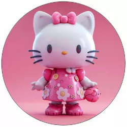 Essbares Papier Hello Kitty in rosa Kleidern 19,5 cm