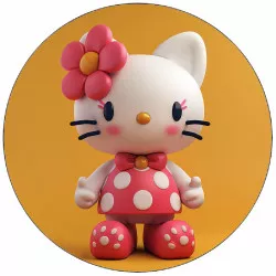 Essbares Papier Hello Kitty mit Blume 19,5 cm