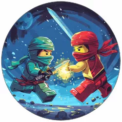 Essbares Papier Ninjago im Weltraum blauem Hintergrund 19,5 cm
