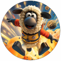essbares Papier Schaf Shaun im Weltraum 19,5 cm