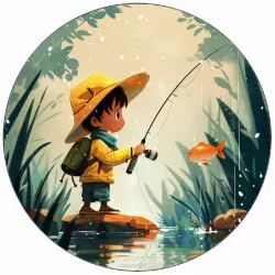 essbares Papier kleiner Fischer am Wasser 19,5 cm