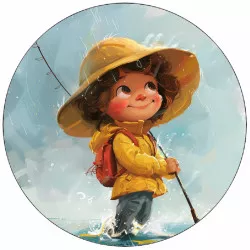 Essbares Papier kleine Anglerin am Wasser 19,5 cm