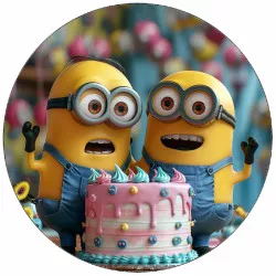 Essbares Papier Minions mit Kuchen 19,5 cm