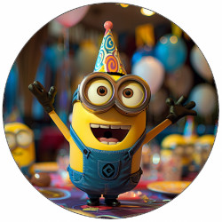 Essbares Papier Minion mit Geburtstagshut 19,5 cm