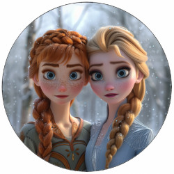 Essbares Papier Anna und Elsa in Umarmung 19,5 cm