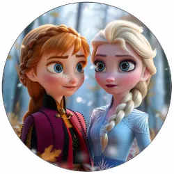 Essbares Papier Anna und Elsa im Wald 19,5 cm