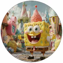 Essbares Papier SpongeBob mit Hut 19,5 cm