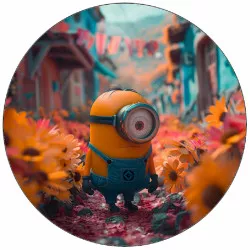 Essbares Papier Minion mit Blumen 19,5 cm