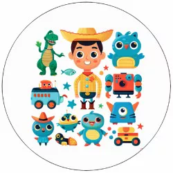 Essbares Papier Toy Story Woody mit Spielzeug -01 19,5 cm