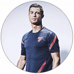 essbares Papier Cristiano Ronaldo auf grauem Hintergrund 19,5 cm