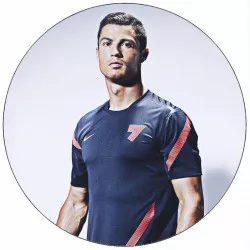 essbares Papier Cristiano Ronaldo auf grauem Hintergrund 19,5 cm